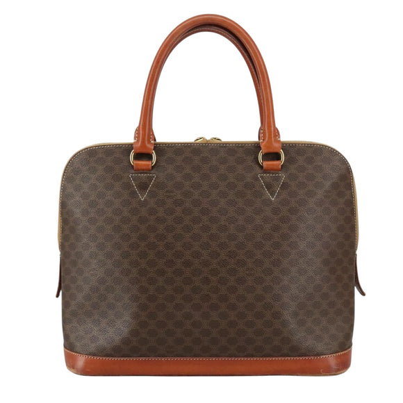 CELINE Macadam Canvas Hand Bag PVC Leather Brown Gold Auth bs21413