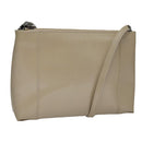 Christian Dior Shoulder Bag Patent leather Beige Silver Auth bs21422-1