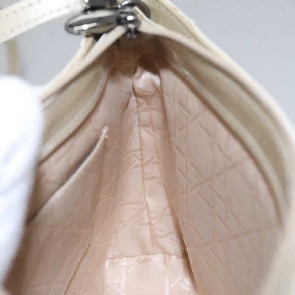 Christian Dior Shoulder Bag Patent leather Beige Silver Auth bs21422