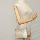 Christian Dior Shoulder Bag Patent leather Beige Silver Auth bs21422-20