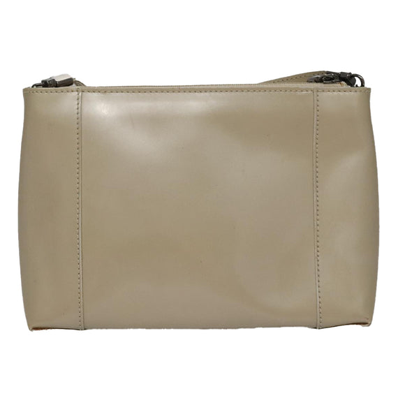Christian Dior Shoulder Bag Patent leather Beige Silver Auth bs21422