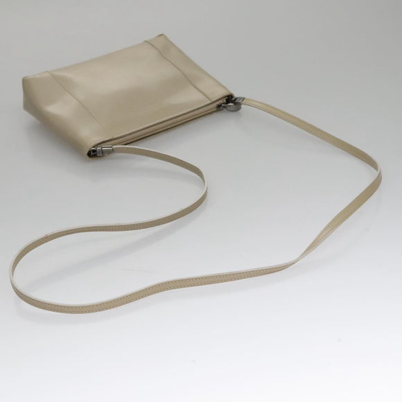 Christian Dior Shoulder Bag Patent leather Beige Silver Auth bs21422