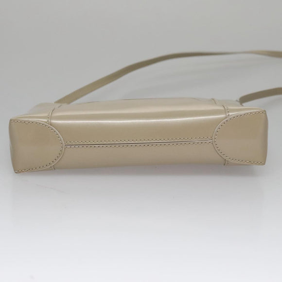 Christian Dior Shoulder Bag Patent leather Beige Silver Auth bs21422