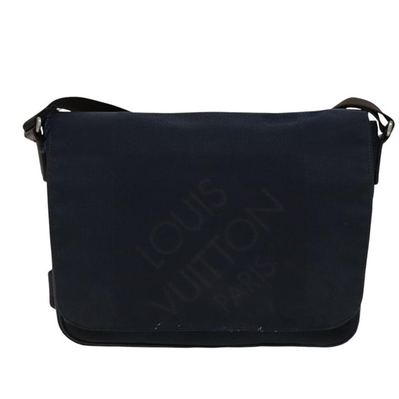 LOUIS VUITTON Damier Geant Petite Message Shoulder Bag Navy N41127 Auth bs21447