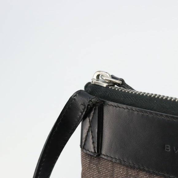 BVLGARI Shoulder Bag Canvas Brown Auth bs21453