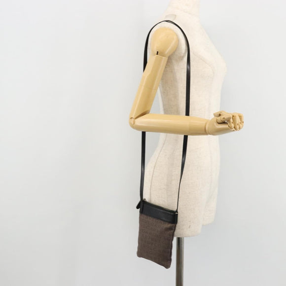 BVLGARI Shoulder Bag Canvas Brown Auth bs21453