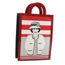 CHANEL Mademoiselle Choco Bar line Tote Bag Leather Red CC Auth bs21462-1