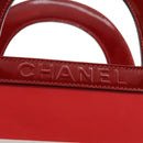 CHANEL Mademoiselle Choco Bar line Tote Bag Leather Red CC Auth bs21462-19