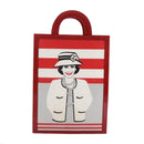 CHANEL Mademoiselle Choco Bar line Tote Bag Leather Red CC Auth bs21462-13