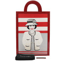 CHANEL Mademoiselle Choco Bar line Tote Bag Leather Red CC Auth bs21462-12