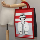 CHANEL Mademoiselle Choco Bar line Tote Bag Leather Red CC Auth bs21462-26