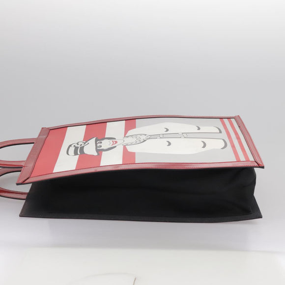 CHANEL Mademoiselle Choco Bar line Tote Bag Leather Red CC Auth bs21462