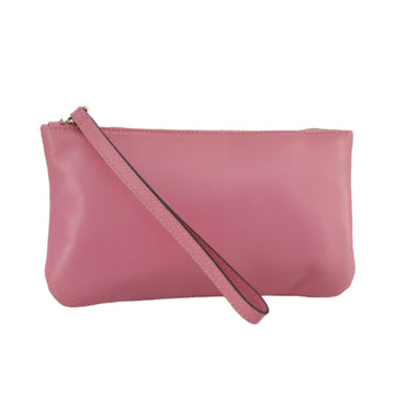 VALENTINO Pouch Leather Pink Auth bs21474