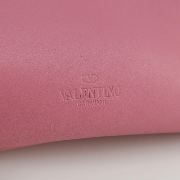VALENTINO Pouch Leather Pink Auth bs21474