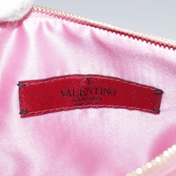 VALENTINO Pouch Leather Pink Auth bs21474