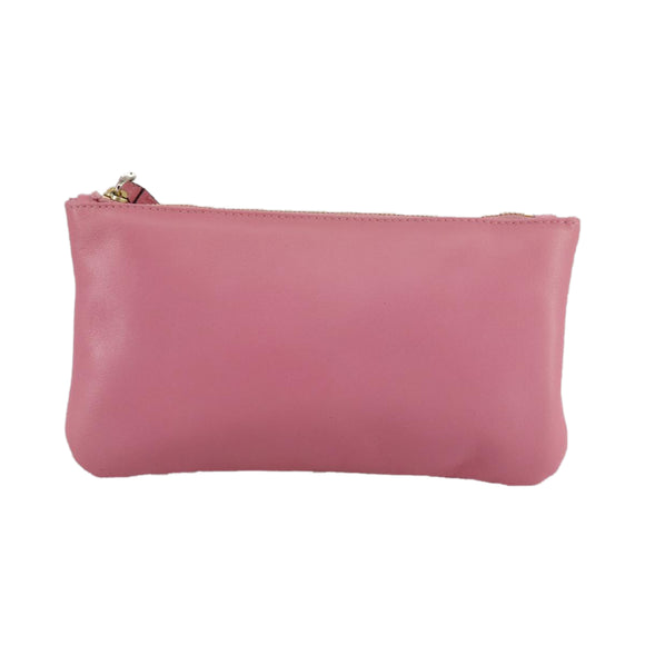 VALENTINO Pouch Leather Pink Auth bs21474
