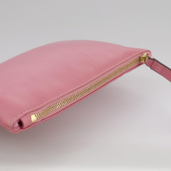 VALENTINO Pouch Leather Pink Auth bs21474
