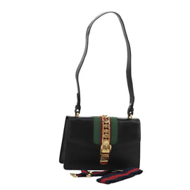 GUCCI Silvi Web Sherry Sherry Line Shoulder Bag Leather 421882 Auth bs21500