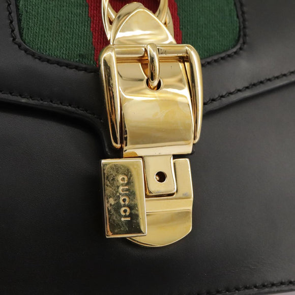 GUCCI Silvi Web Sherry Sherry Line Shoulder Bag Leather 421882 Auth bs21500