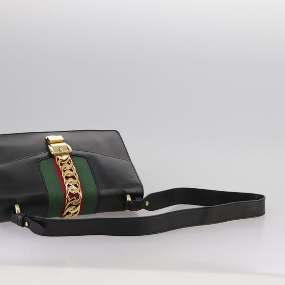 GUCCI Silvi Web Sherry Sherry Line Shoulder Bag Leather 421882 Auth bs21500