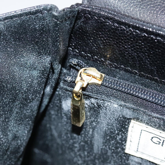 GIVENCHY Hand Bag Leather Black Gold Auth bs21514