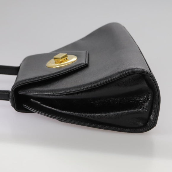 GIVENCHY Hand Bag Leather Black Gold Auth bs21514