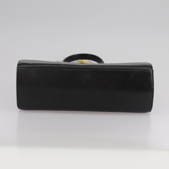 GIVENCHY Hand Bag Leather Black Gold Auth bs21514