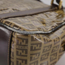 FENDI Zucchino Canvas Hand Bag Brown Gold Auth bs21516-14