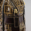 FENDI Zucchino Canvas Hand Bag Brown Gold Auth bs21516-17