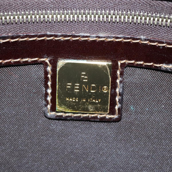 FENDI Zucchino Canvas Hand Bag Brown Gold Auth bs21516