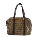 FENDI Zucchino Canvas Hand Bag Brown Gold Auth bs21516-13