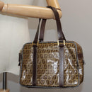 FENDI Zucchino Canvas Hand Bag Brown Gold Auth bs21516-23