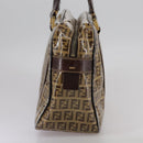 FENDI Zucchino Canvas Hand Bag Brown Gold Auth bs21516-3