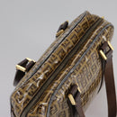 FENDI Zucchino Canvas Hand Bag Brown Gold Auth bs21516-6
