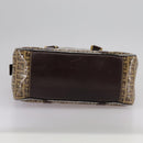 FENDI Zucchino Canvas Hand Bag Brown Gold Auth bs21516-5