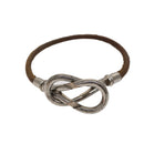 HERMES Bracelet Necklace Leather 2Set Beige Auth bs21522-2