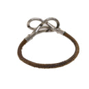 HERMES Bracelet Necklace Leather 2Set Beige Auth bs21522-3