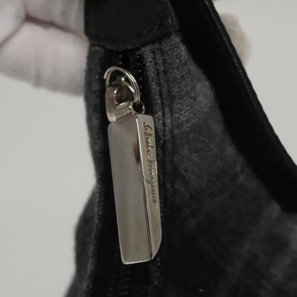 Salvatore Ferragamo Shoulder Bag Wool Gray Auth bs21555