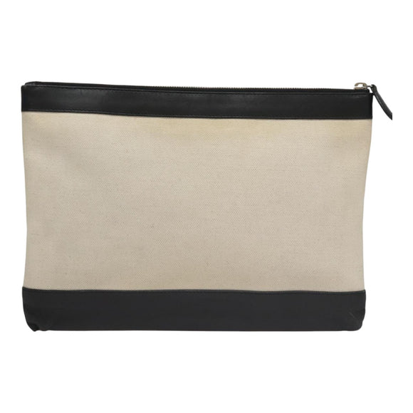 BALENCIAGA Clutch Bag Canvas Black White 420407 Auth bs21562