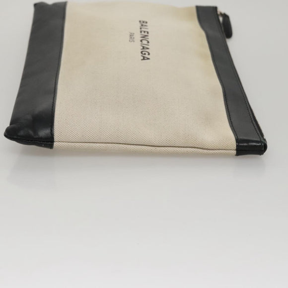 BALENCIAGA Clutch Bag Canvas Black White 420407 Auth bs21562