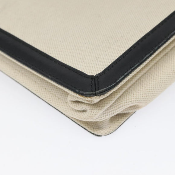 BALENCIAGA Shoulder Bag Canvas Leather White Black 339937 Auth bs21563