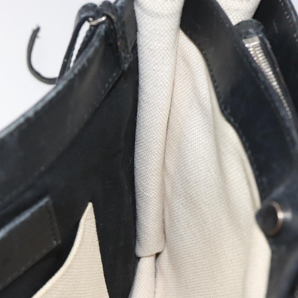 BALENCIAGA Shoulder Bag Canvas Leather White Black 339937 Auth bs21563