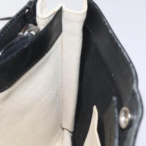 BALENCIAGA Shoulder Bag Canvas Leather White Black 339937 Auth bs21563