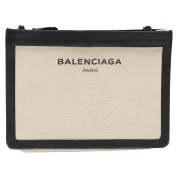 BALENCIAGA Shoulder Bag Canvas Leather White Black 339937 Auth bs21563 - 0