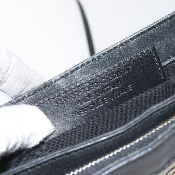 BALENCIAGA Shoulder Bag Canvas Leather White Black 339937 Auth bs21563