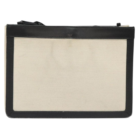 BALENCIAGA Shoulder Bag Canvas Leather White Black 339937 Auth bs21563