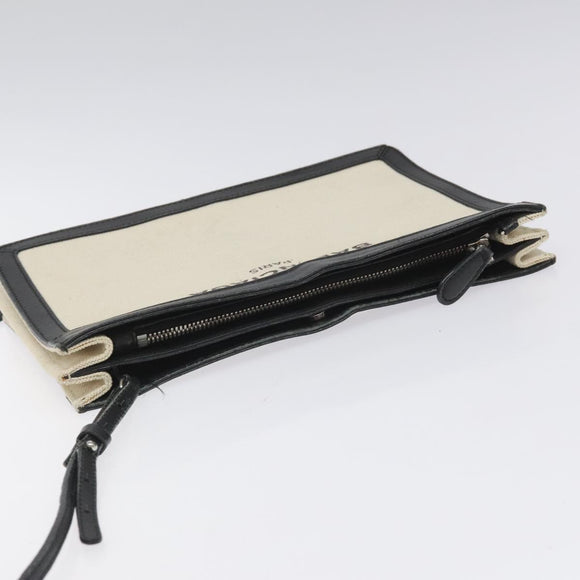 BALENCIAGA Shoulder Bag Canvas Leather White Black 339937 Auth bs21563