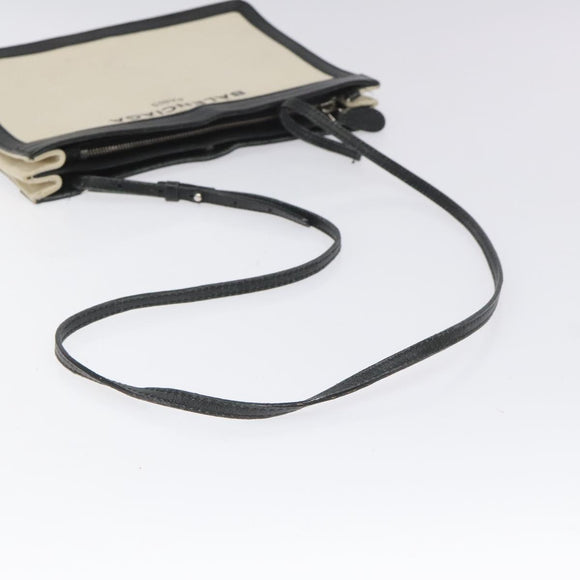 BALENCIAGA Shoulder Bag Canvas Leather White Black 339937 Auth bs21563