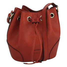 GUCCI Diamante Shoulder Bag Leather Orange Gold 354229 Auth bs21569