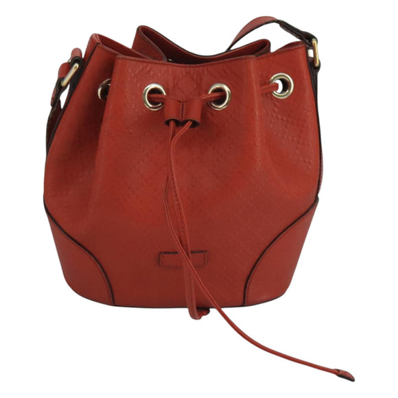 GUCCI Diamante Shoulder Bag Leather Orange Gold 354229 Auth bs21569